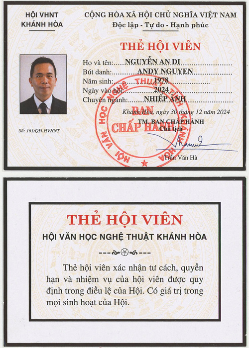 Nhiếp ảnh gia Nguyễn An Di AWARDS 02 Membership card